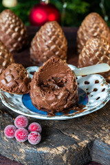 Chocolate mousse pine cones