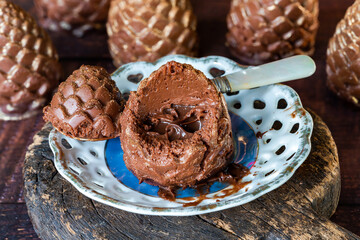 Chocolate mousse pine cones