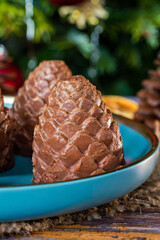 Chocolate mousse pine cones