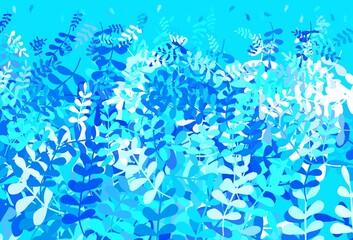 Fototapeta na wymiar Light BLUE vector natural backdrop with leaves.