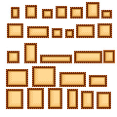 Picture frame pixel art. Picture frame set. Vector illustration.
