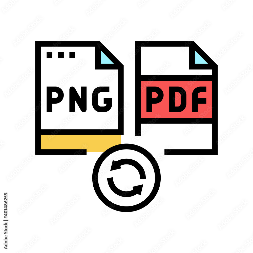 Poster convert png to pdf file color icon vector. convert png to pdf file sign. isolated symbol illustratio