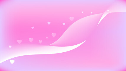 Vector elegant abstract pink background with waves and sparkling hearts