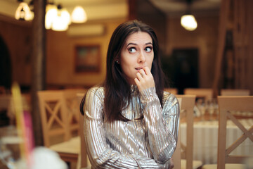 Impatient Woman Waiting for Party to Start - obrazy, fototapety, plakaty