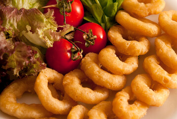 calamari platter on a white background