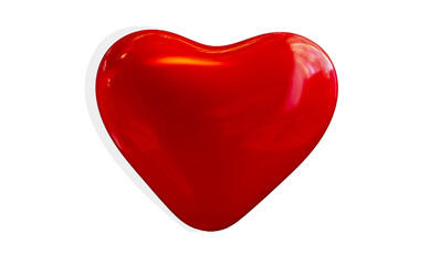 Fototapeta premium Big red heart on white isolated background. A brilliant, festive balloon in the shape of a heart. 3d image for your greeting card, invitation, party, Valentine's Day.