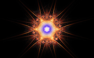 abstract illustration of a fantastic star with many rays on a black background