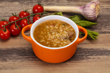 Caucasian Kharcho soup with beef meat