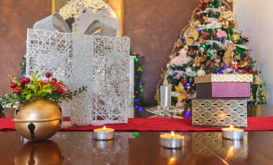 Christmas decorations on table