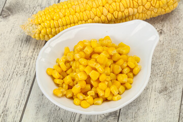 Young corn seeds in the bowl