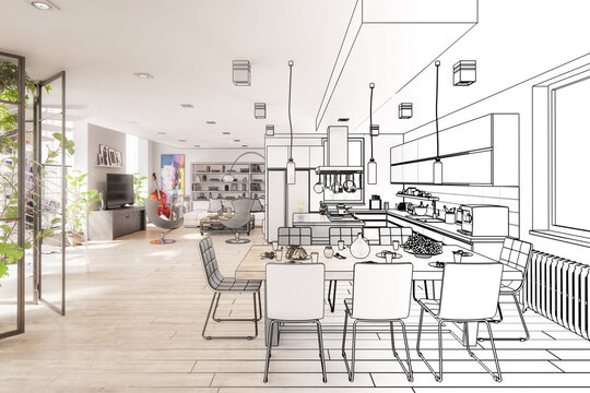 Luxury Residential Loft In Design (draft) - 3d visualization