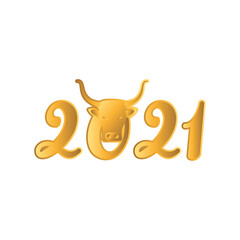 Chinese new year 2021 with bull icon vector design
