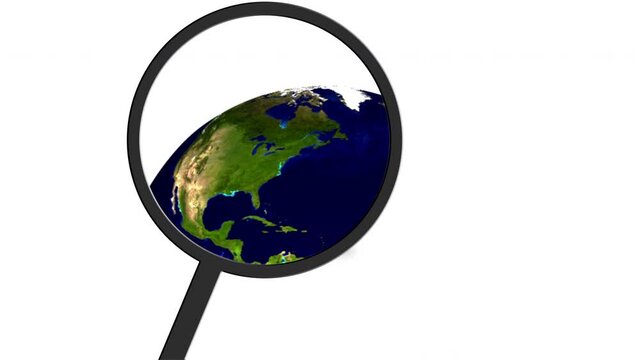 Realistic Earth Globe Magnifying Glass Animation 4K