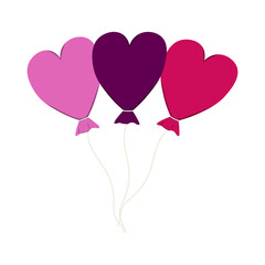 Fototapeta na wymiar vector illustration with balloons in the shape of hearts on a white background