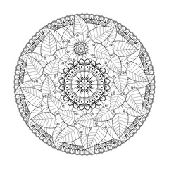 Circular pattern in the form of mandala. henna tatoo mandala. mehndi style. decorative pattern in oriental style. coloring book page.