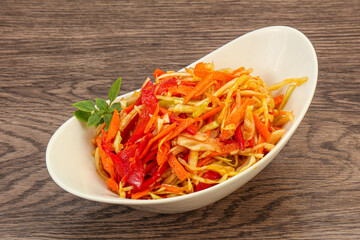 Cabbage salad with carrot and pepper