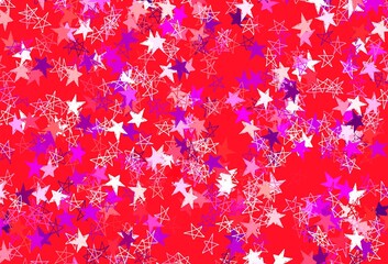 Plakat Light Purple, Pink vector background with colored stars.
