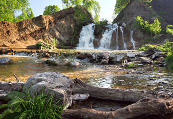 Belovsky waterfall in the spring