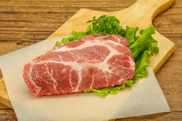 Raw pork meat neck steack