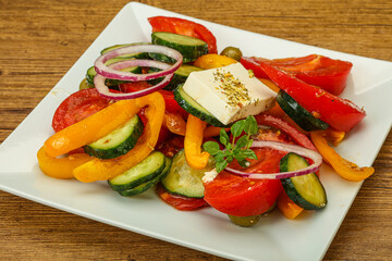 Traditional Greek salad with feta cheese