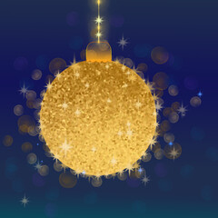 Christmas Ball Ornament with Sparkles and Snowflakes. Bright Decoration for Winter Holidays.