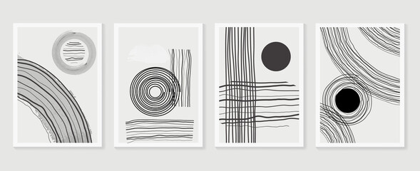 Abstract wall arts vector collection.  Earth tones Hand drawn organic shape art design for wall framed prints, canvas prints, poster, home decor, cover, wallpaper.