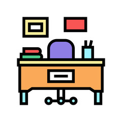 teacher working place color icon vector. teacher working place sign. isolated symbol illustration