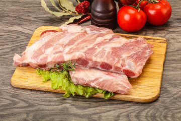 Raw pork ribs for cooking
