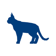 Low poly blue silhouette of Devon Rex isolated on white background. Vector Illustration