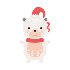 cute polar bear wearing christmas clothes character