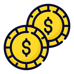 coins flat line concept icon