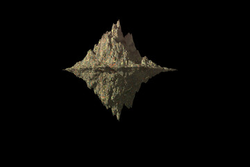 3D rendering abstract rock ufo texture black background