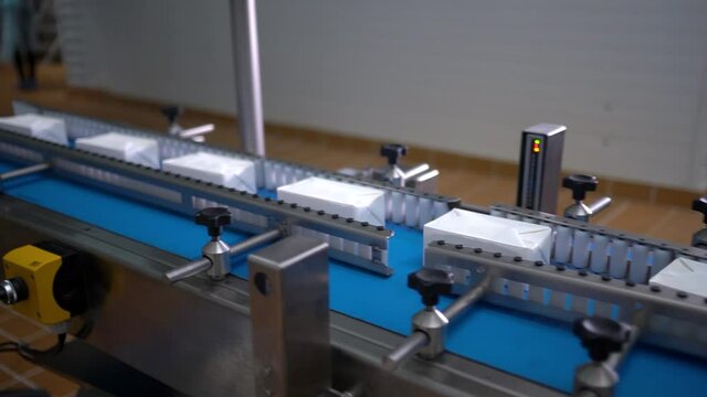 products move along the conveyor