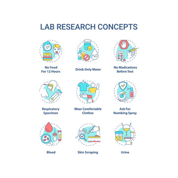 Lab research concept icons set