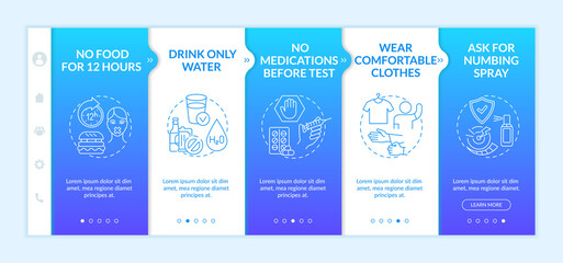 Clinical blood testing tips onboarding vector template