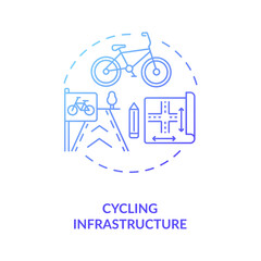 Cycling infrastructure blue gradient concept icon