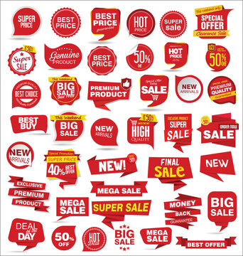 Modern sale stickers tags banners and badges collection