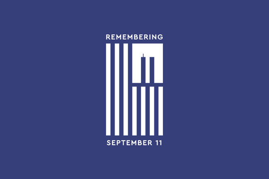 Always Remember 9 11, Patriot day. White American or USA flag with the twin towers on red background. We will never forget, the terrorist attacks of september 11	