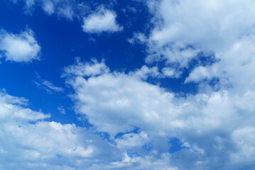 Fototapeta premium Blue sky background with clouds. View Of Clouds. Nature background
