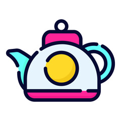 tea pot flat line concept icon