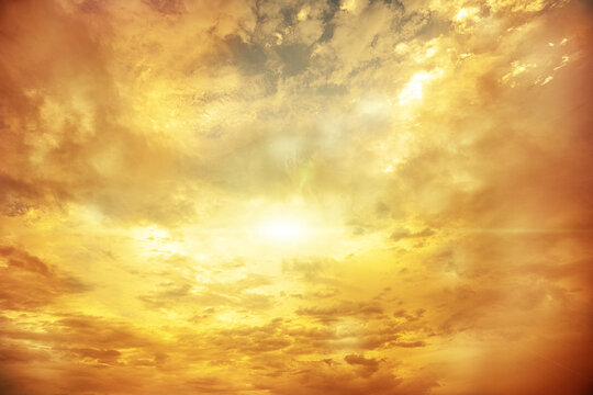 Abstract orange sky at sunset background