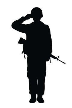 recommend clip art: A soldier with rifle gun silhouette vector