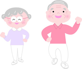 ほわほわタッチ、イラスト、ベクター、カット、かわいい、お年寄り、高齢者、60代、70代、年配、笑顔、全身、カット、
男女、女性、男性、夫婦、カップル、散歩、ウォーキング、健康、運動、歩く、おじいちゃん、おばあちゃん、祖父母