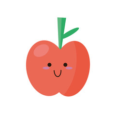 apple fresh fruit kawaii character