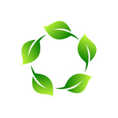leaf circle recycle icon vector