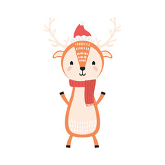 cute deer wearing christmas clothes character