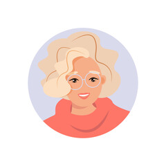 Woman avatar, portrait of a young caucasian woman in flat style