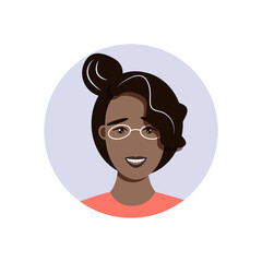 Woman avatar, portrait of a young indian woman in flat style