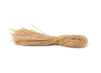 bunch of brown rope, eco packaging isolated on white background