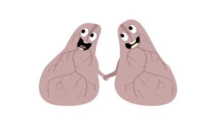 Cartoon human lungs organ character icon design  illustration.